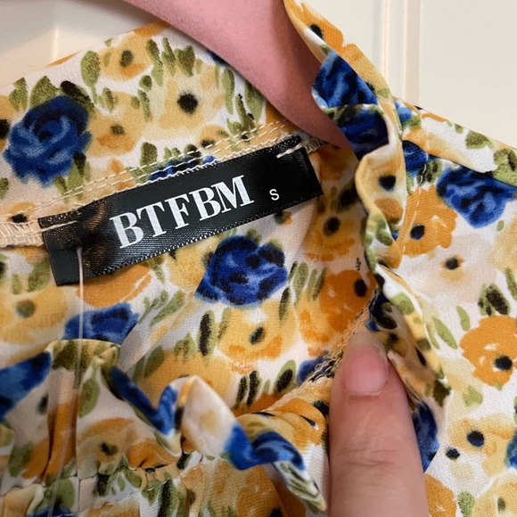 Womens retro Mock Neck Chiffon Lattern Puff Sleeve Floral shirt NWT - Picture 5 of 5